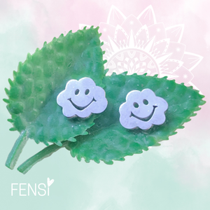 Kinderoorbellen - stainless steel oorstekers - smiley wolk