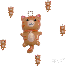 Trendy Bedels Resin -poes brown tiger - per stuk