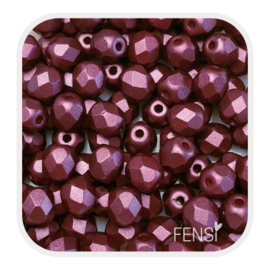 Fire polished 4mm - pastel burgundy - per 25 stuks