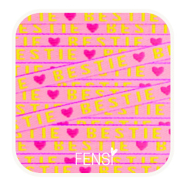 Festival lint tekst - Bestie - roze en geel - per meter