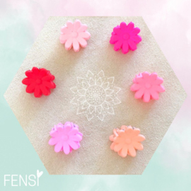 Mini haarklem - daisy mix roze - set van 6