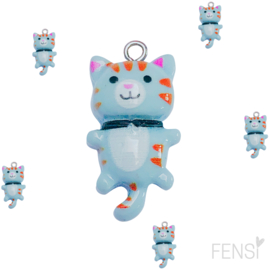 Trendy Bedels Resin -poes blue tiger - per stuk