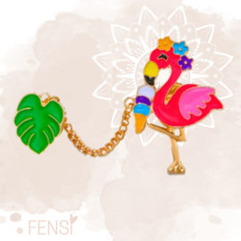 Emaille pins - tropical flamingo - per stuk