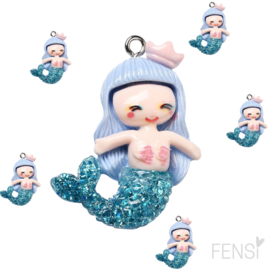 Trendy Bedels Resin - mermaid blue - per stuk