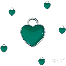 Trendy Bedels Emaille - mini hartje groen - 10 stuks