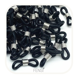Brillenkoord connectors - zwart/zilver - per paar