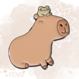 Emaille pins - capybara met kikker - per stuk