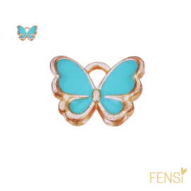 Trendy Bedels Emaille - mini vlinder aquablauw -  3 stuks