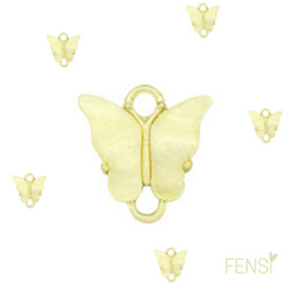 Trendy Bedels Resin - vlinder connector geel/goud - per stuk