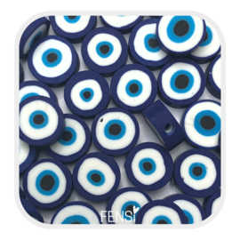 Polymeer kralen - evil eye blauw - 5 stuks