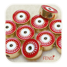 BOHO Beads - rond rood - per stuk