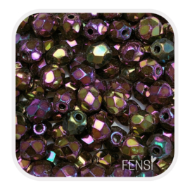 Fire polished 4mm - iris purple - per 25 stuks