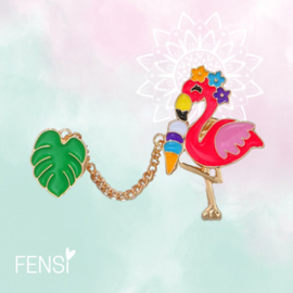 Emaille pins - tropical flamingo - per stuk
