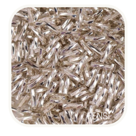 Twisted Bugle Beads 6x2 mm - zilver