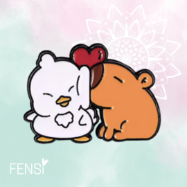 Emaille pins - capybara liefde - per stuk