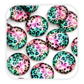 Cabochons 12 mm - leopard multicolor - 4 stuks