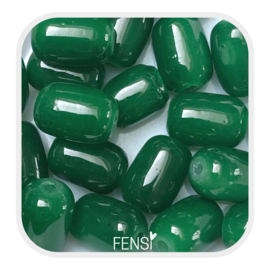 Glaskralen barrel 6x8mm - emerald groen - 10 stuks