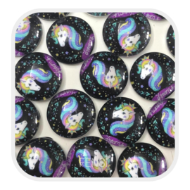 Cabochons 12 mm - unicorn donker dream - 4 stuks