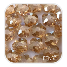 Facet kralen - Crystal flower champagne - per 4 stuks