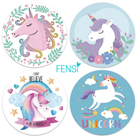 Stickers 25mm - eenhoorns - per 4 stuks