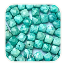 Natuursteen kralen - Amazonite AAA facet kubus 4mm - 23 stuks