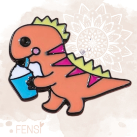 Emaille pins - dino drink - per stuk