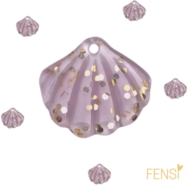 Trendy Bedels Resin - schelp glitter lila - 10 stuks