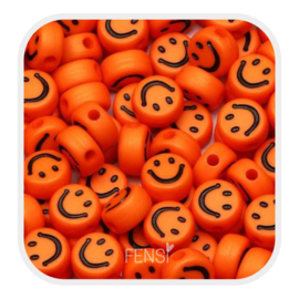 Acryl kralen - smiley faces - oranje per 10 stuks