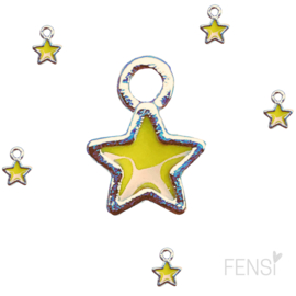Trendy Bedels Emaille - mini ster geel - 4 stuks