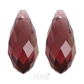 Facet kralen - teardrop 25x12mm winered-  per 2 stuks