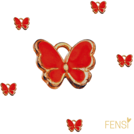 Trendy Bedels Emaille - mini vlinder rood -  3 stuks