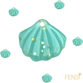 Trendy Bedels Resin - schelp glitter aqua - 10 stuks