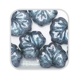 Maple leaf kralen - crystal blue luster - per stuk