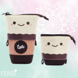 Uitschuifbaar etui - cute coffee latte - per stuk