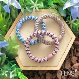FENSI - haarelastiek armbandje - mix twist blauw - set van 3