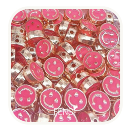 Emaille Beads - smiley face rose - per stuk