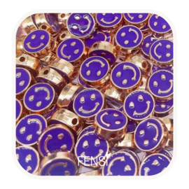 Emaille Beads - smiley face violet - per stuk
