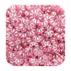 Acryl kralen - spacer bloem roze/zilver - per 10 stuks