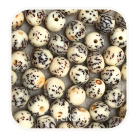 Houten kralen - rond 8mm -  spikkels - 6 stuks