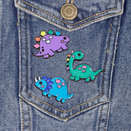 Emaille pins - coole dino's - setje van 3