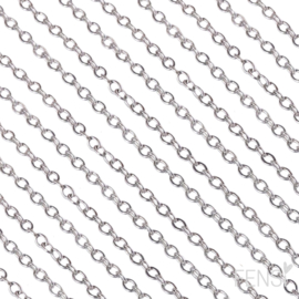 Stainless steel jasseron 2x1.5 mm ovaal - zilver - 1 meter
