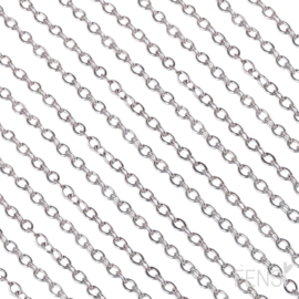 Stainless steel jasseron 2x1.5 mm ovaal - zilver - 50cm