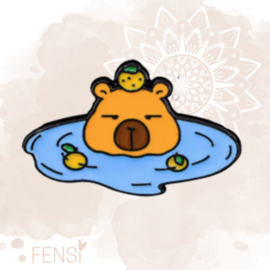 Emaille pins - capybara in vijver - per stuk