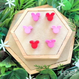 FENSI - mini haarklem - mouse - roze pink rood - set van 6