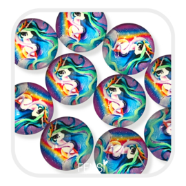 Cabochons 12 mm - diva unicorn - 4 stuks