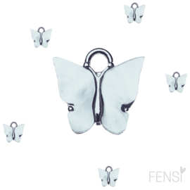 Trendy Bedels Resin - vlinder pale blue/zilver - 2 stuks