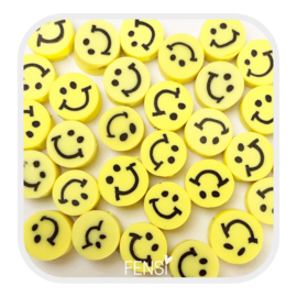 Polymeer kralen - smileys - geel - 5 stuks