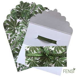 Inpakken - cadeau envelop tropisch blad 6 x 14 cm - per stuk