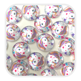 Cabochons 12 mm - unicorn multicolor - 4 stuks