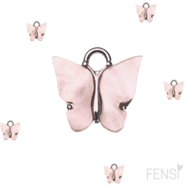 Trendy Bedels Resin - vlinder pale pink/zilver - 2 stuks
